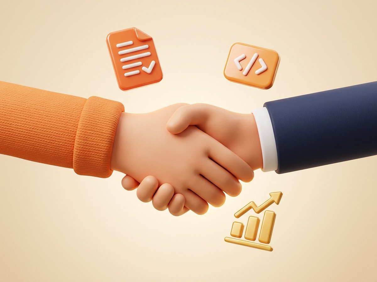 Partnership Handshake 3D Illustration