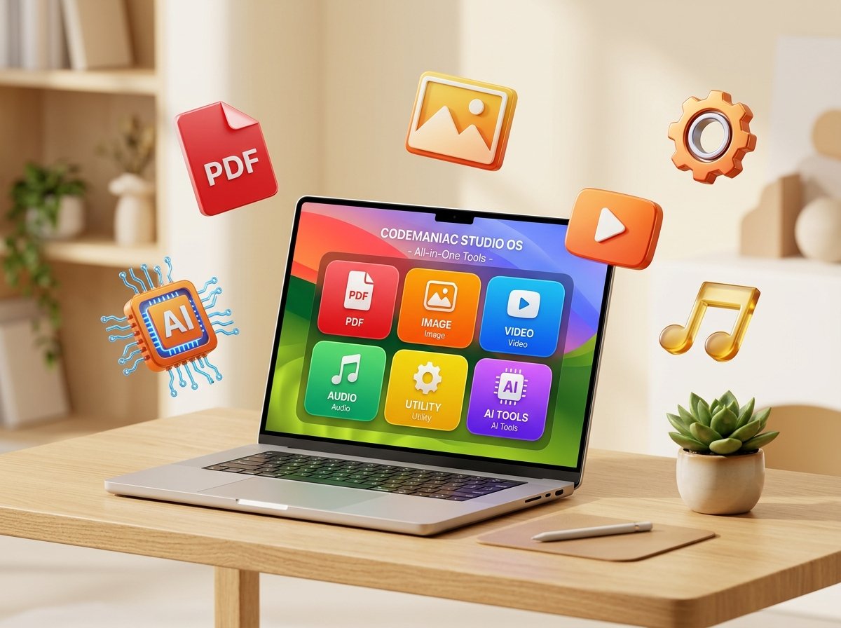 Codemaniac Studio OS All-in-One Digital Tools on Laptop