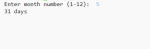Write a python program to input month number and print number of days ...
