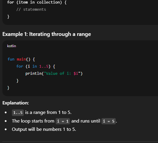 Explain loops in Kotlin with example.